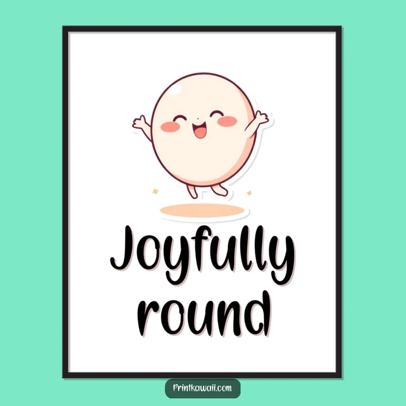 Funny Dancing Round Character Digital Art: Instant Joyful Decor!