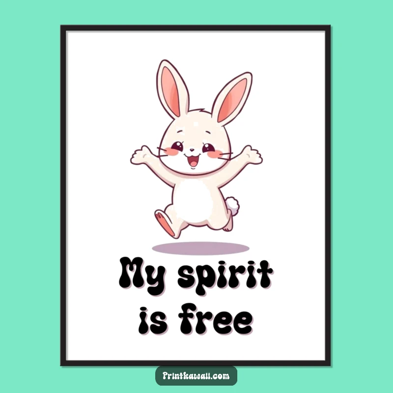 Funny Playful Bunny Digital Art - Instant Joy Download, Art Gift