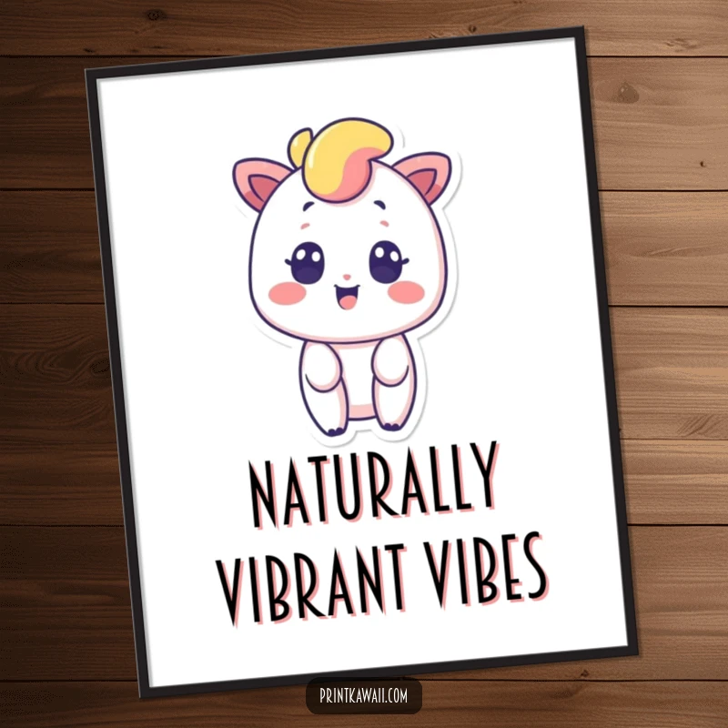 Funny digital art print of a vibrant rainbow character with a surprised smile, ideal for adding a splash of color and cheerful humor.