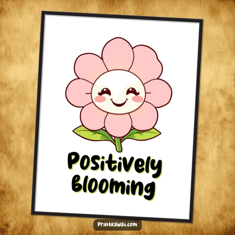 Funny Digital Art Print of a happy, blooming flower character smiling, bringing instant floral cheer and joyful vibes to your decor.