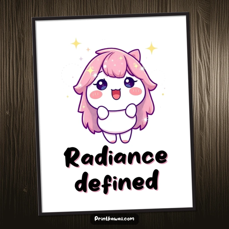 Funny Digital Art Print of a stylized sparkle character bursting with delight, offering a cheerful and shimmering visual for immediate home or office decor.