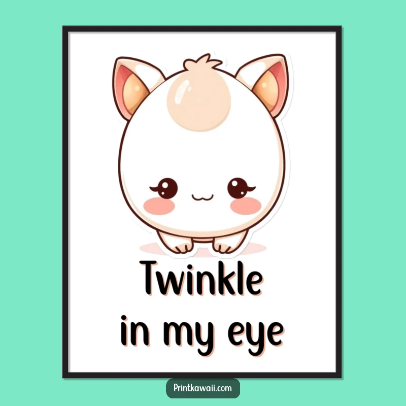 Funny Kawaii Art Print: Cute Character's Blushing, Twinkling Charm