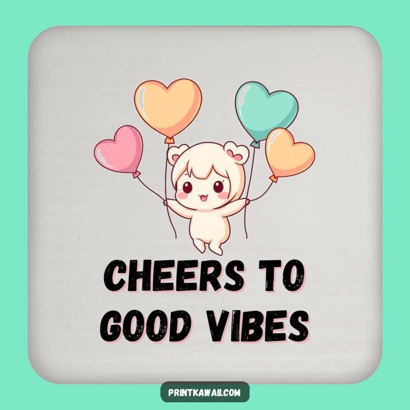 Funny Floating Coaster: Cute Character's Heart Balloon Protector