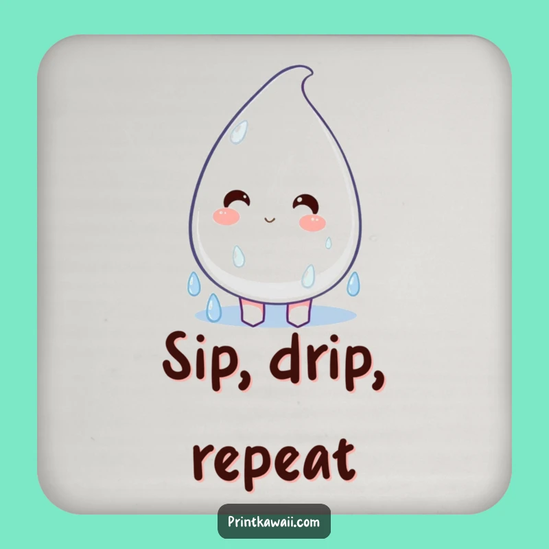 Funny Happy Raindrop Coaster - Joyful Drips for Surfaces, Great Funny Gift