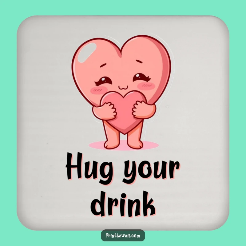Funny Heart Hug Coaster - Protect Surfaces with Love