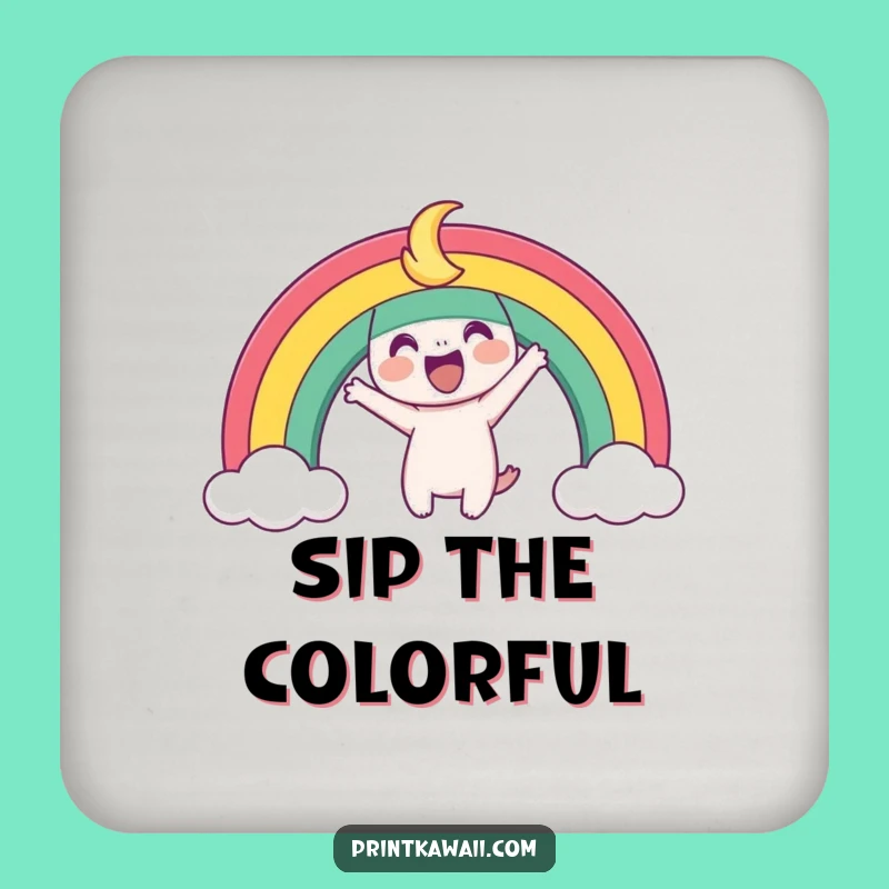 Funny Playful Rainbow Coaster - Colorful Drips for Surfaces, Great Funny Gift