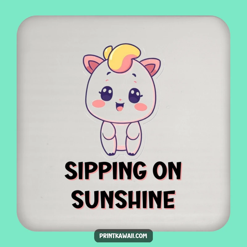 Funny Rainbow Coasters: Surprised Smile Protects Surfaces, Vibrant Gift