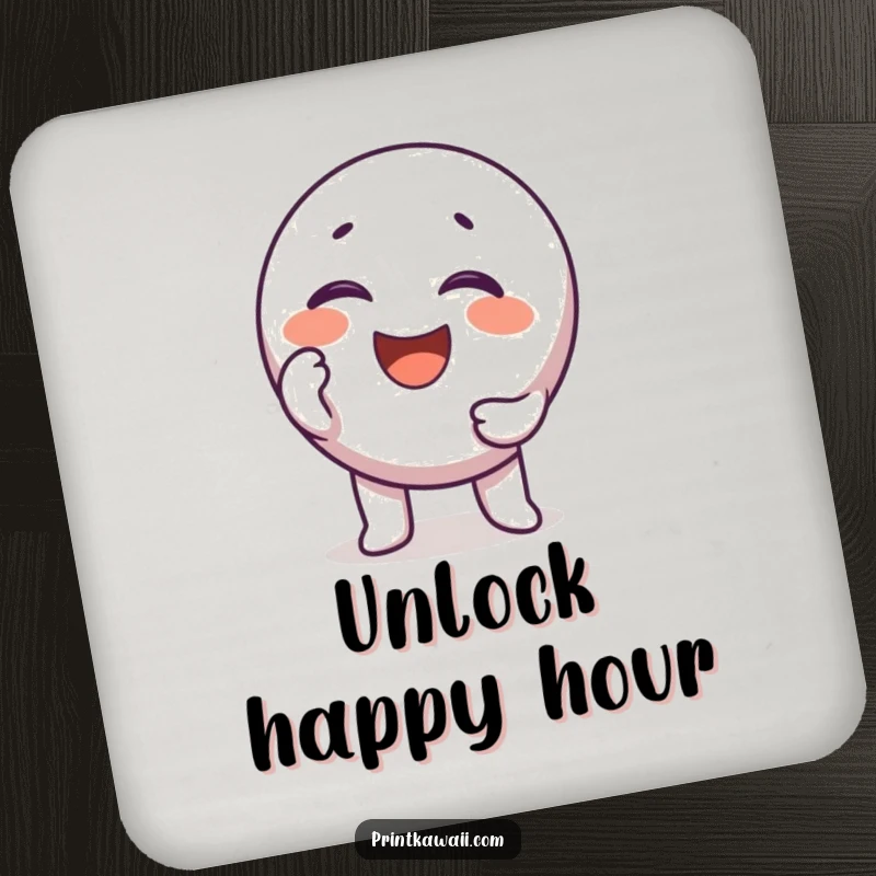 Funny round key character coasters, guarding surfaces with a smile, a practical funny gift.