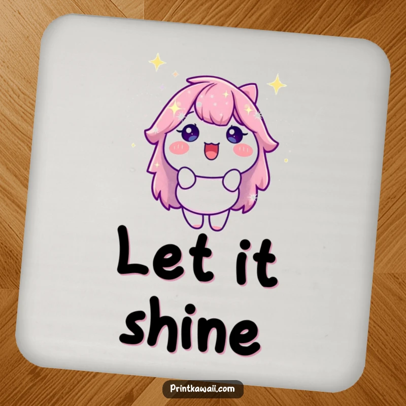Funny Drink Coasters featuring a delighted, stylized sparkle character, providing surface protection with a shimmer of cheerful, delightful energy.