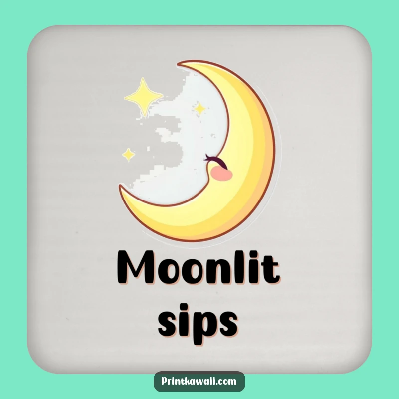 Funny Winking Moon Coasters: Protect Surfaces with Celestial Humor, Great Funny Gift!