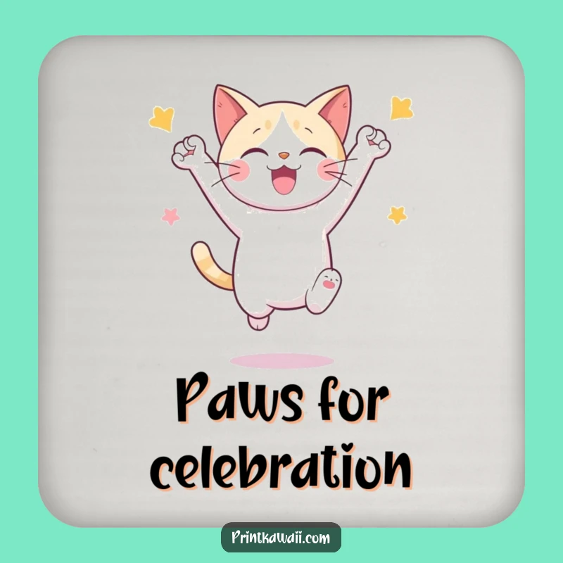 Funny Cat Celebration Coaster: Protect Surfaces with a Pounce