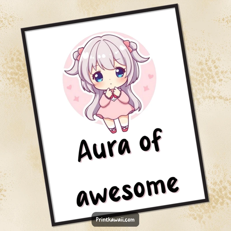 Funny Poster: A character in a serene pose, surrounded by a beautiful, soft pink glowing aura.