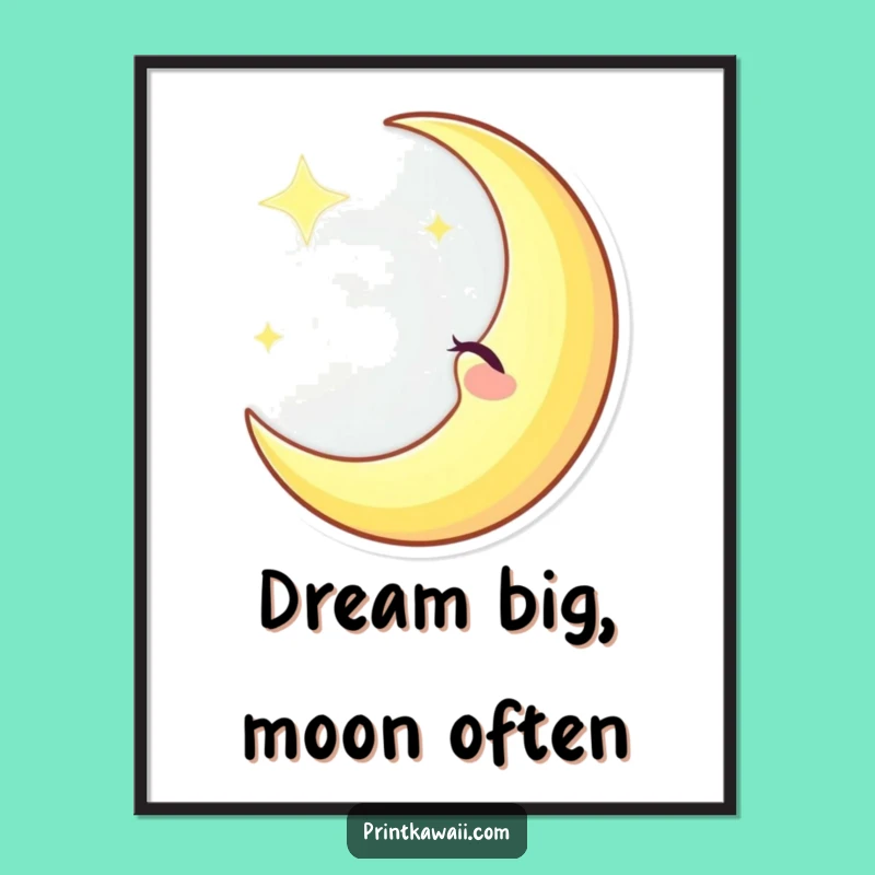 Funny Winking Moon Poster: Celestial Art with a Humorous Glow, Ideal Funny Gift!