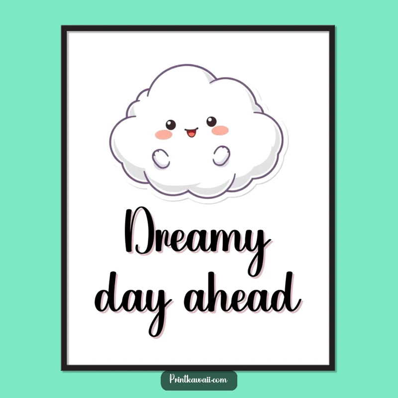 Funny Floating Cloud Poster - Whimsical Character Art, Cheerful Gift