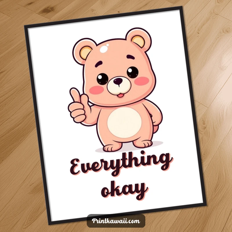 Funny poster print of a gummy bear character giving a clear thumbs up, symbolizing encouragement and playful approval.