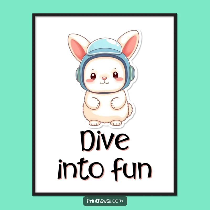 Funny Bunny Diver Poster: Whimsical Wall Art for Bunny Lovers