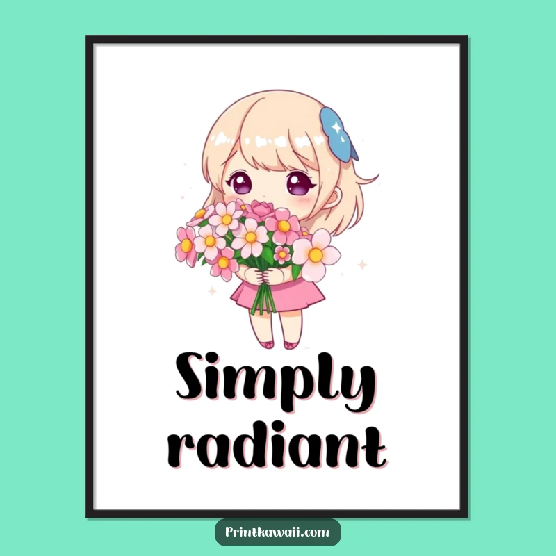Funny Cute Flowers Poster - Sparkling Bouquet Wall Art