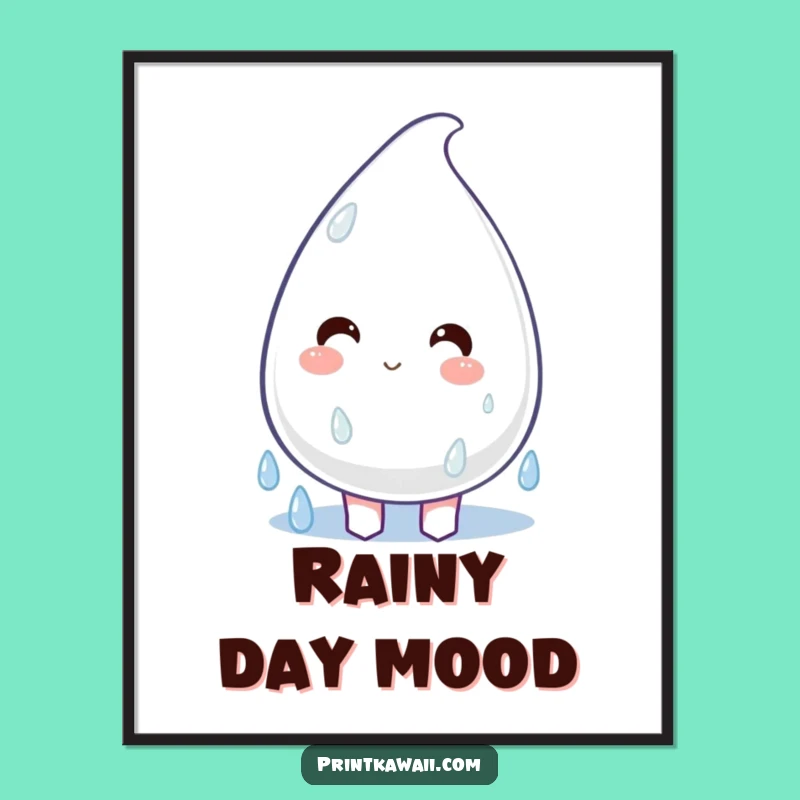 Funny Happy Raindrop Poster - Joyful Drips Wall Art, Perfect Funny Gift