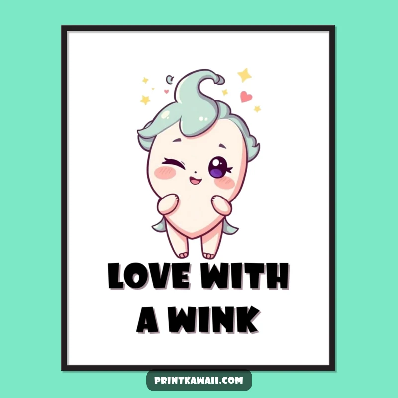 Funny Heart Poster: Winking Character for Playful Decor