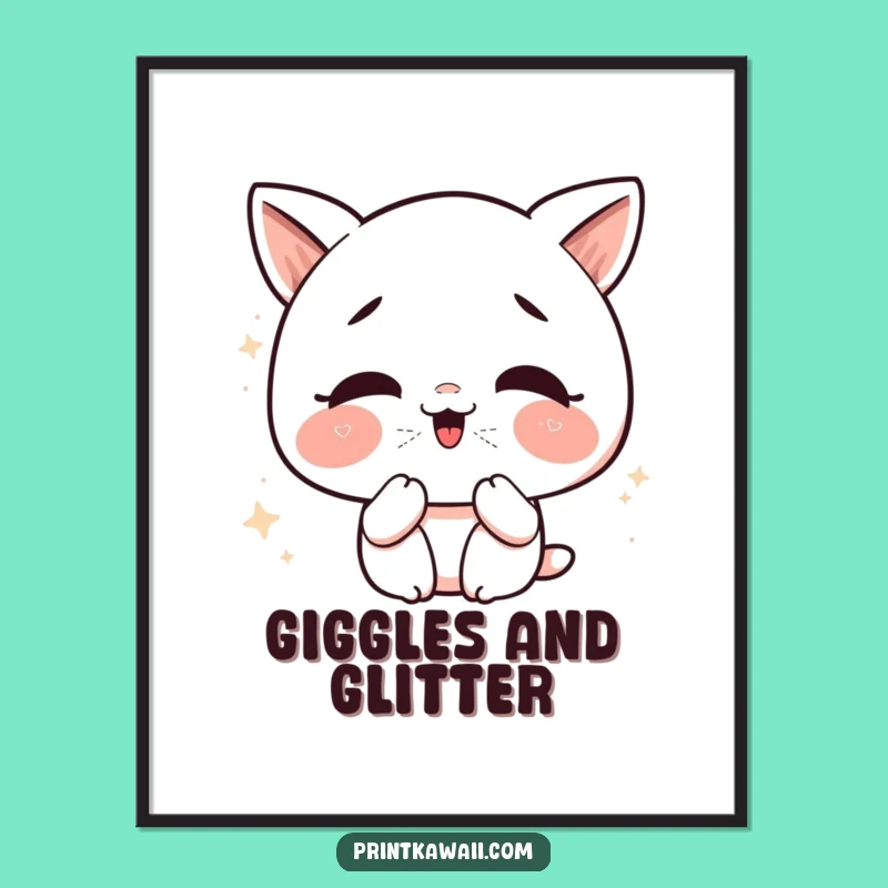 Funny Kawaii Kiss Poster: Giggling Character Art, Wonderful Funny Gift