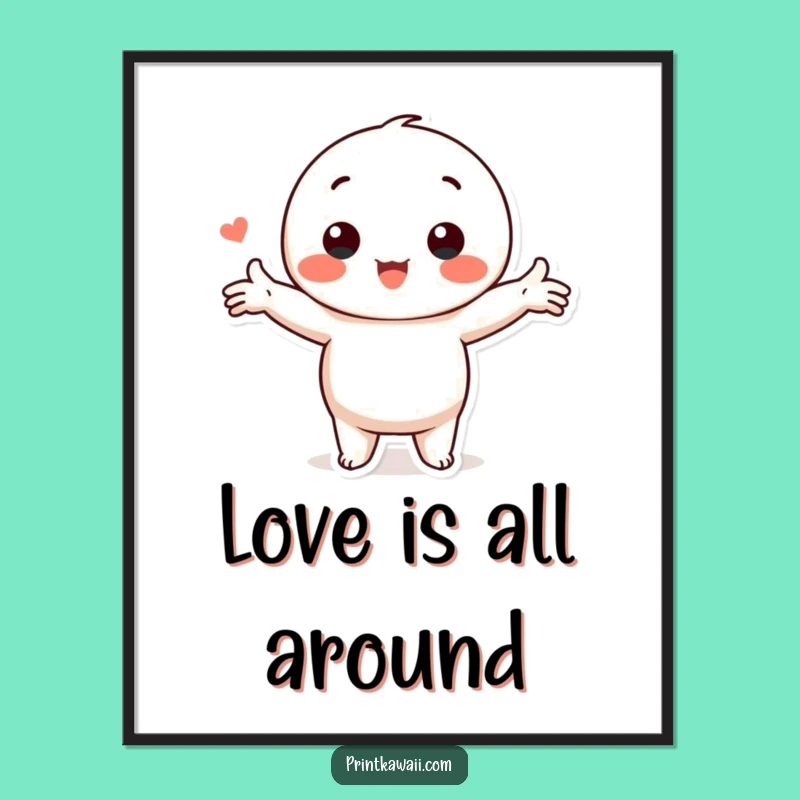 Funny Kawaii Love Poster: Hugging Character Art, Wonderful Funny Gift
