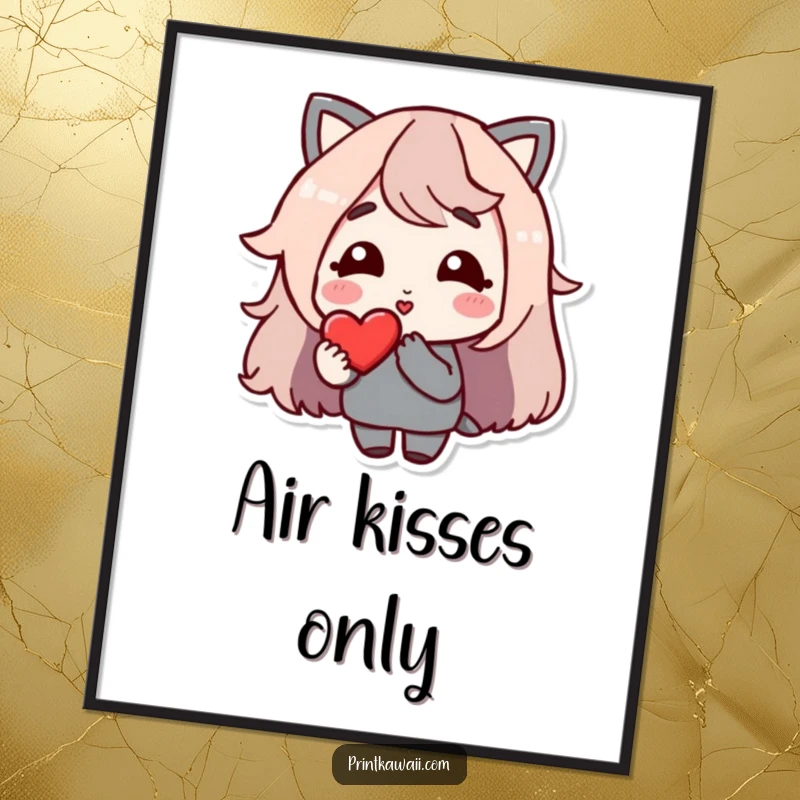 Funny Poster: A stylized character with a gentle smile blowing a kiss towards a large, decorative heart.