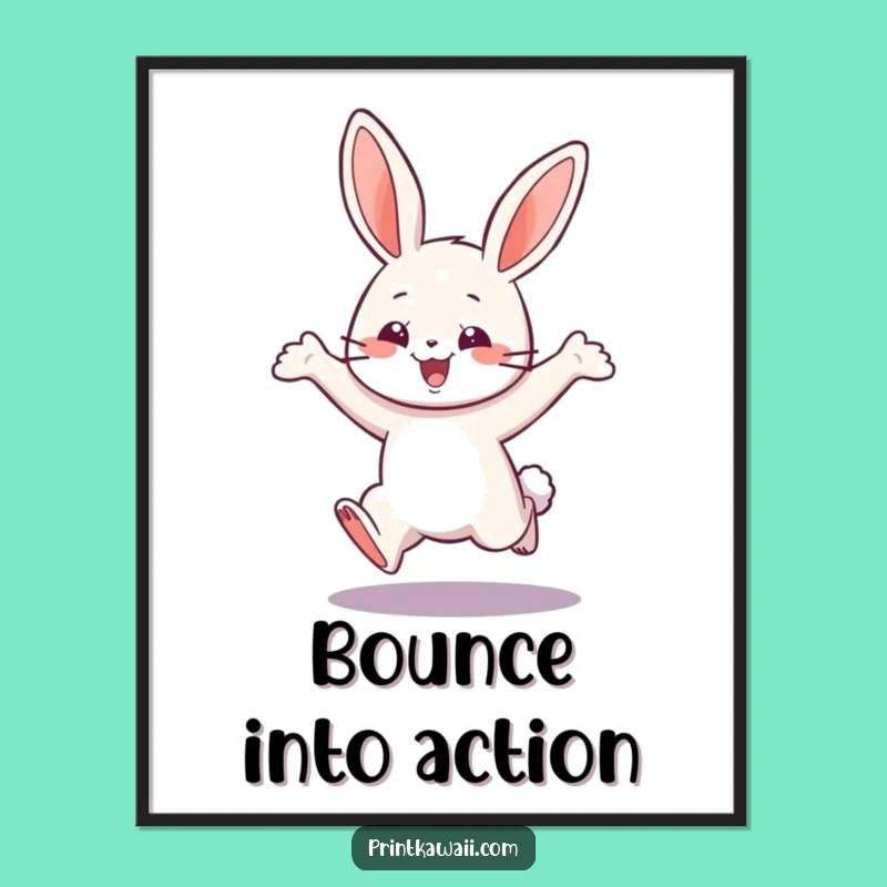 Funny Playful Bunny Poster - Hoppy Art Print for Joyful Spaces