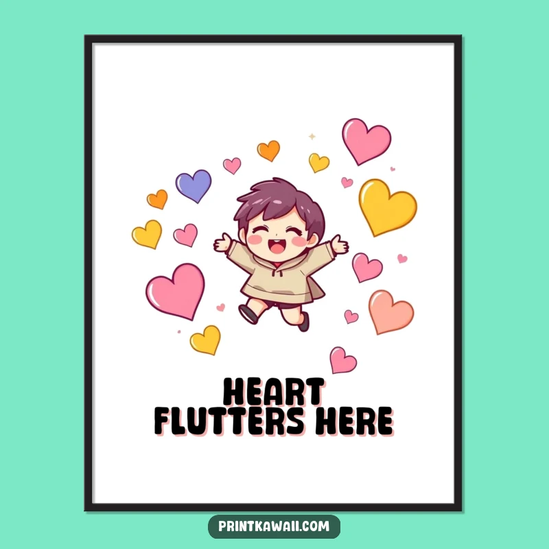 Funny Wall Art Poster: Character's Heart Leap - Vibrant Funny Gift