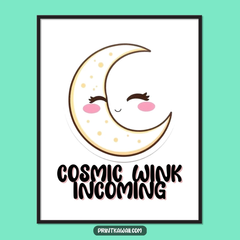 Funny Winking Moon Poster: Sassy Celestial Art for Your Walls