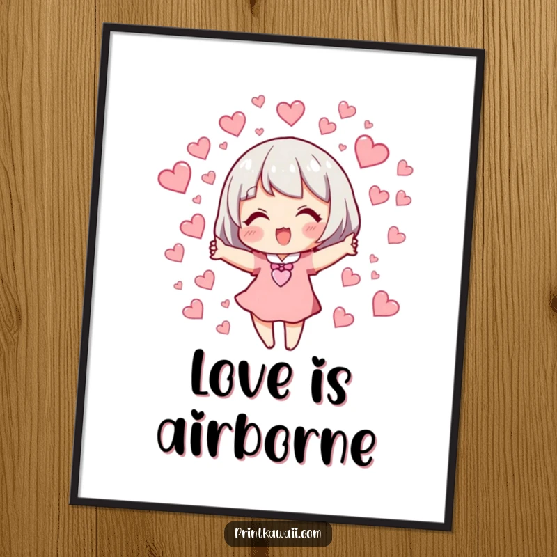 Funny Poster: A stylized character releasing a cascade of tiny, fluttering hearts in a vibrant display.