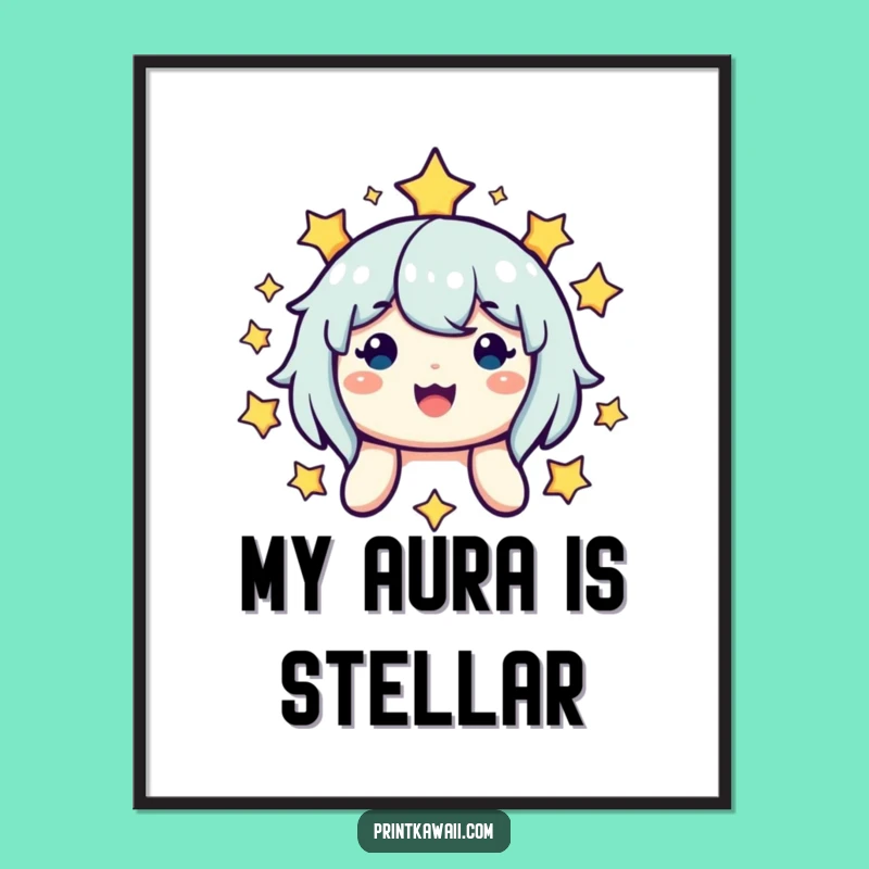 Funny Starry Smile Poster: Radiant Character Art for Wall Decor