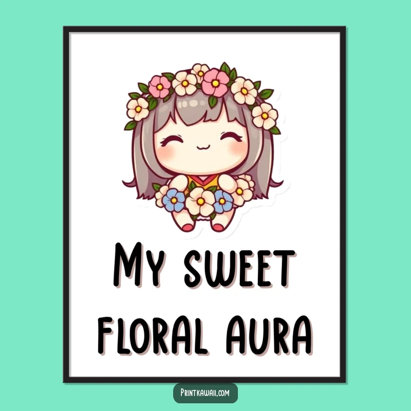 Funny Flower Art: Cute Kawaii Character's Sweet Garland Smile