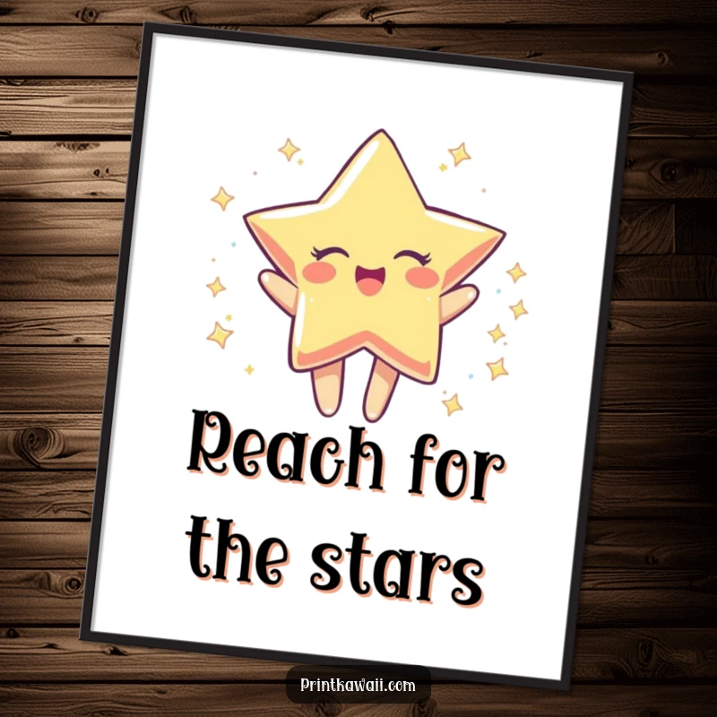 Funny poster featuring a sparkly star character in a joyful spin, ideal for adding energy and cheer to decor, a funny gift.
