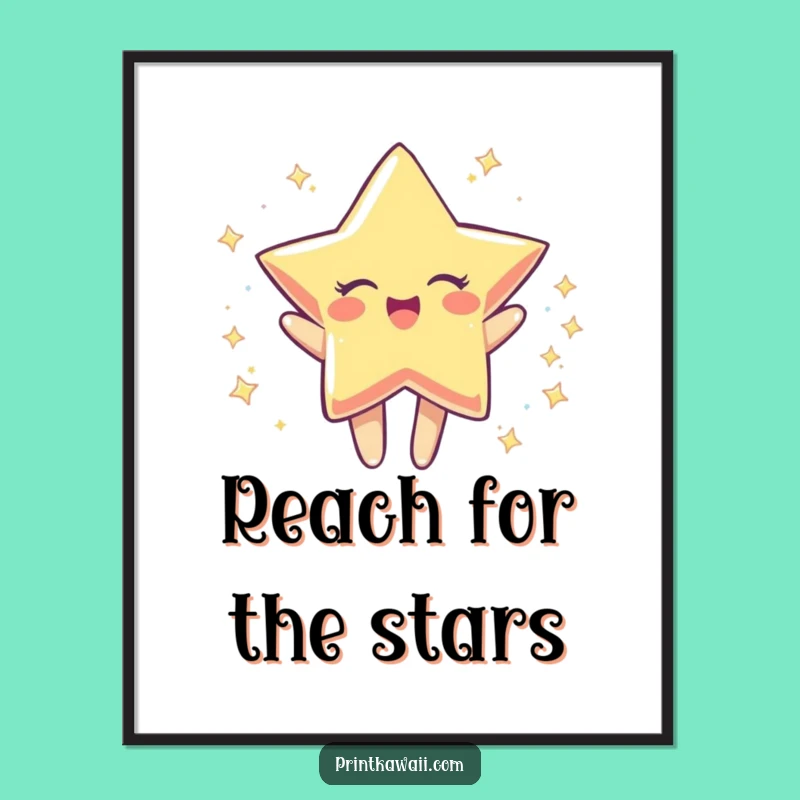 Funny Joyful Star Poster: Sparkly Character Art for Uplifting Decor