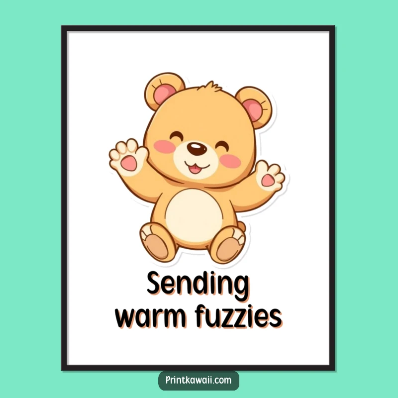 Funny Teddy Bear Poster: Joyful Wave Art, Sweet Wall Decor Gift