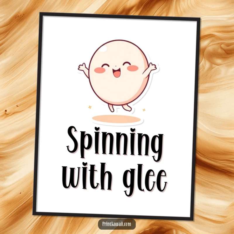 Funny Poster: A playful, round character dances with joy, adding humorous and energetic art to decor.