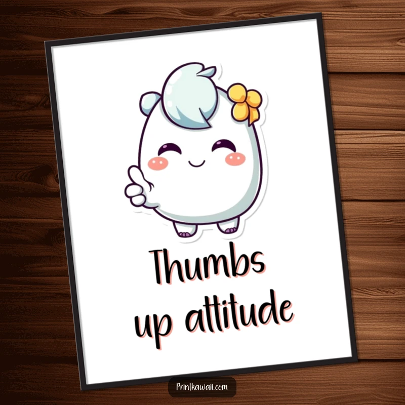 Funny Poster of a character exuding sweetness and giving a clear, cheerful thumbs up, conveying pure satisfaction and happiness.