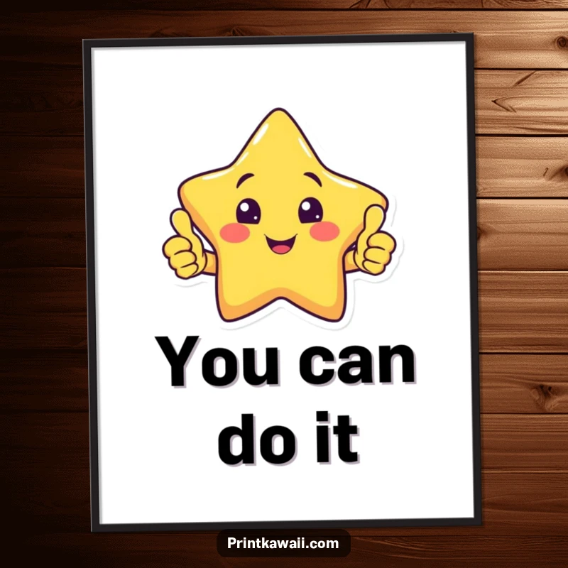 Funny poster featuring a smiling star character giving a big double thumbs up, radiating warmth and cheerful approval.