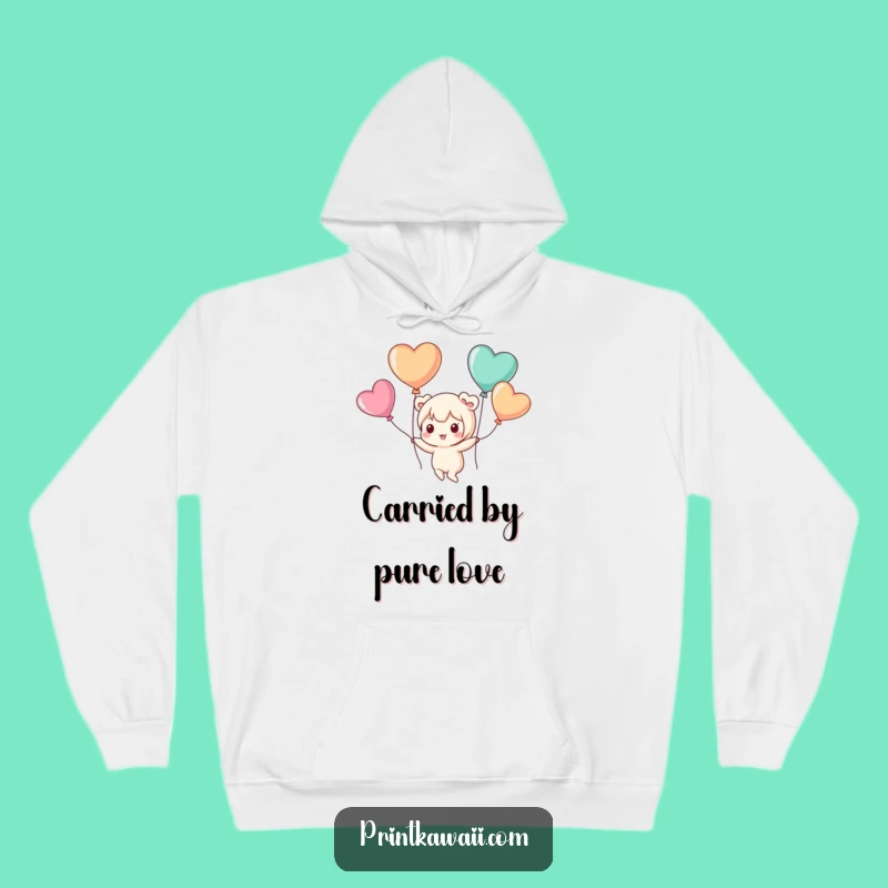 Funny Cozy Hoodie: Cute Kawaii Character's Balloon Ride