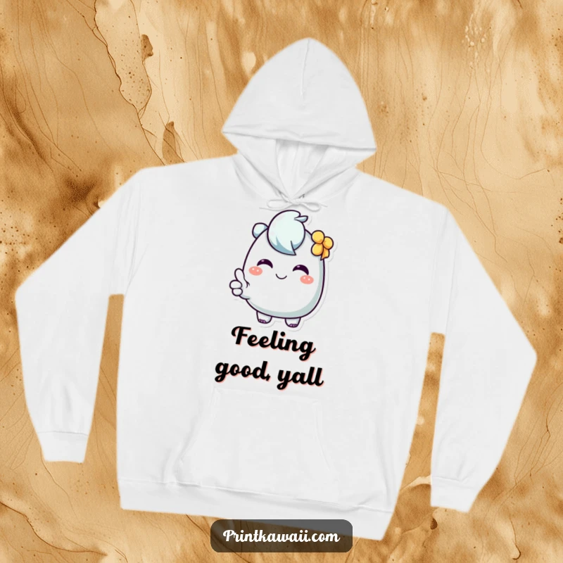Funny Hoodie showcasing a character's sweet smile and a confident thumbs up, radiating warmth and positive reinforcement.