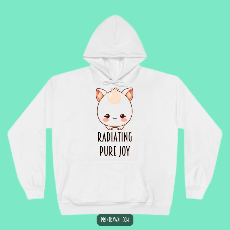 Funny Cozy Hoodie: Cute Kawaii Character's Blushing Smile Comfort