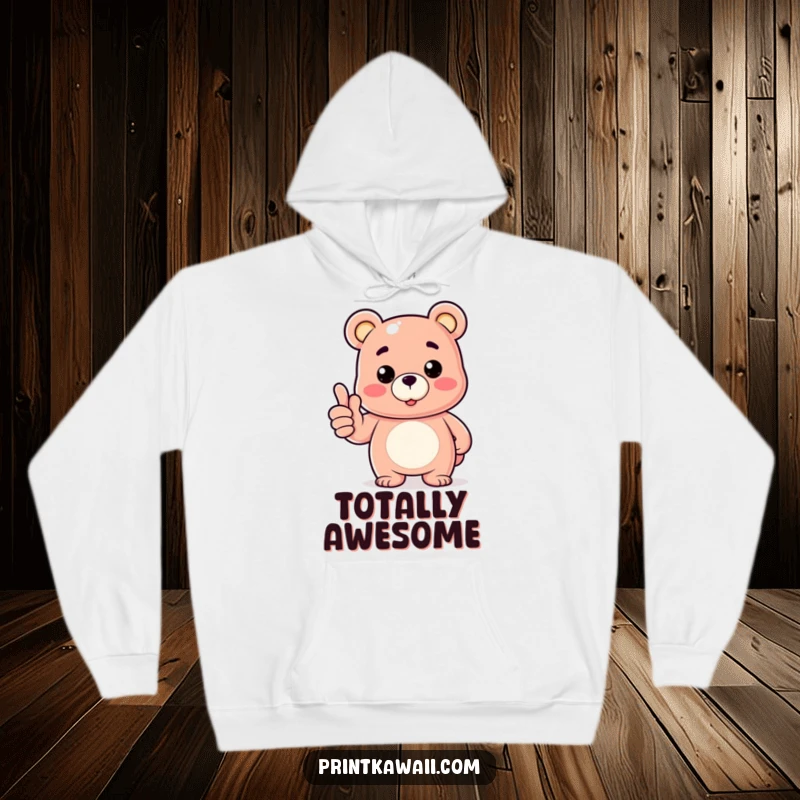 Funny hooded sweatshirt with a gummy bear giving a thumbs up, offering cozy comfort and humorous approval.