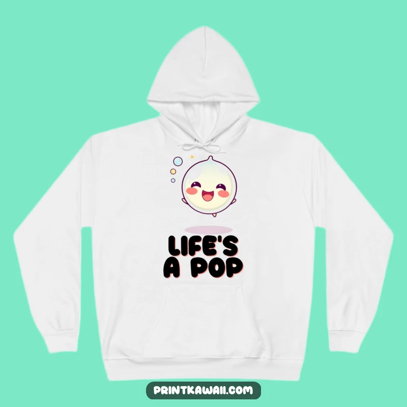 Funny Bubble Hoodie: Happy Popping Character for Cozy Fun