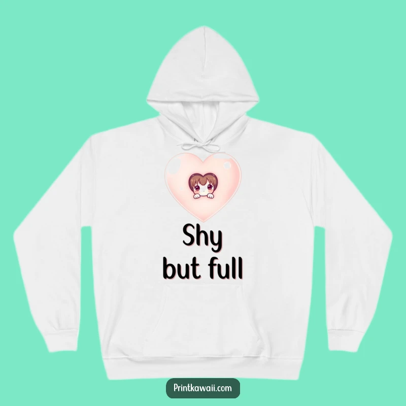 Funny Cozy Hoodie: Shy Character's Heart Peek - Warm Funny Gift