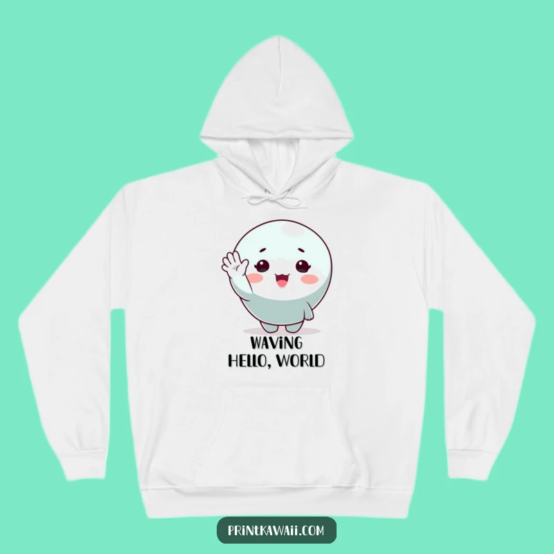Cozy Funny Character Hoodie: Warm and Cheerful Waving Design Gift