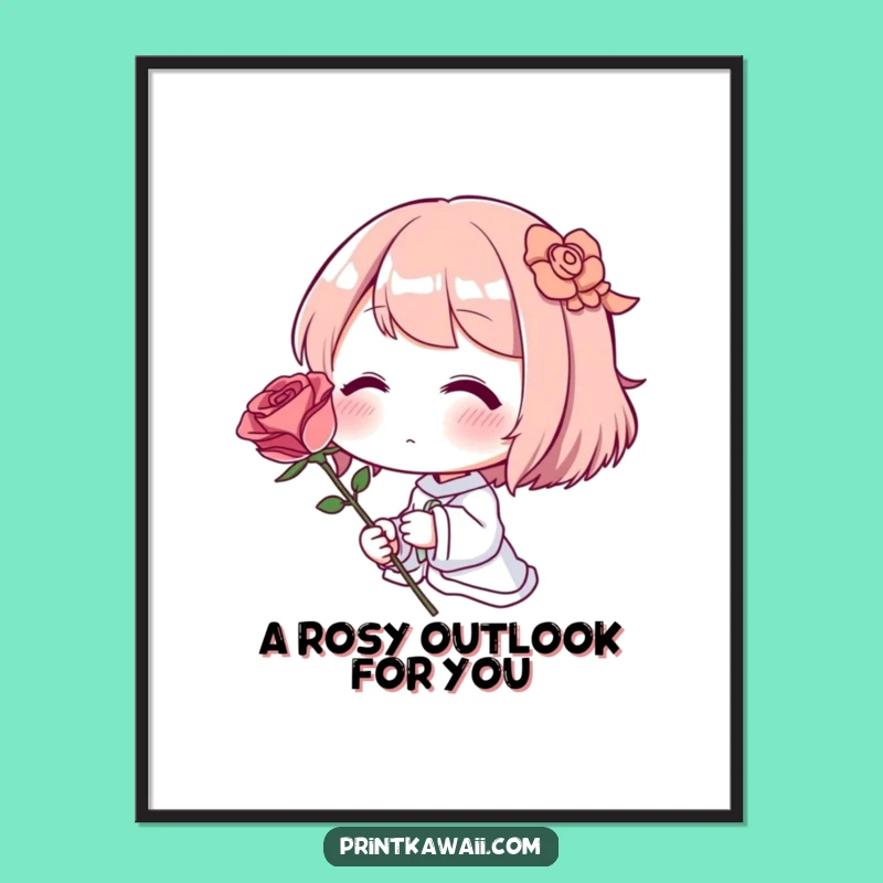 Funny Free Printable Wall Art: Shy Rose Character Decor - Instant Download