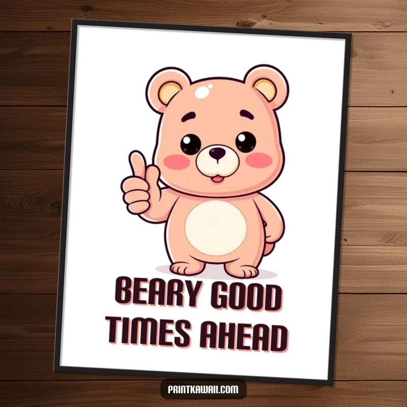 Funny Free Printable Wall Art: An Adorable Gummy Bear Character Displaying a Cheerful Thumbs Up Pose