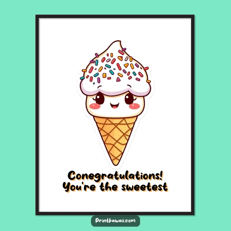 Funny Free Printable Wall Art: Ice Cream Cone Sprinkles Hair Downloadable Art Gift
