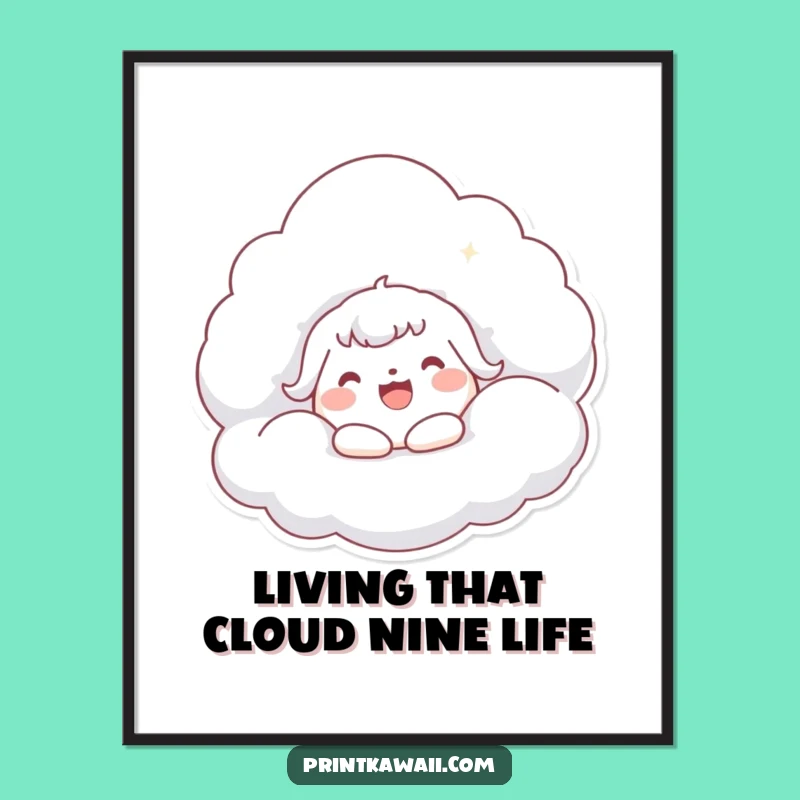 Free Printable Kawaii Cloud Hug Wall Art for Dreamy Room Decor