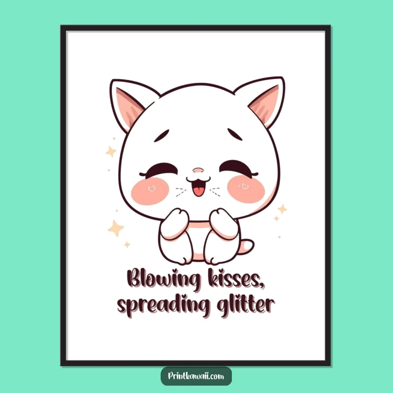 Free Printable Kawaii Glitter Kiss Wall Art for a Playful Vibe